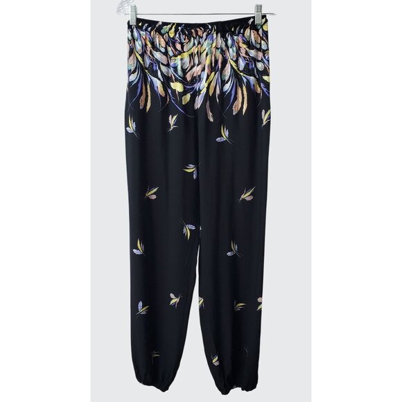 Urban Coco Womens Black Feather Print Elastic Waist Drawstring Pants Size M - Picture 3 of 7